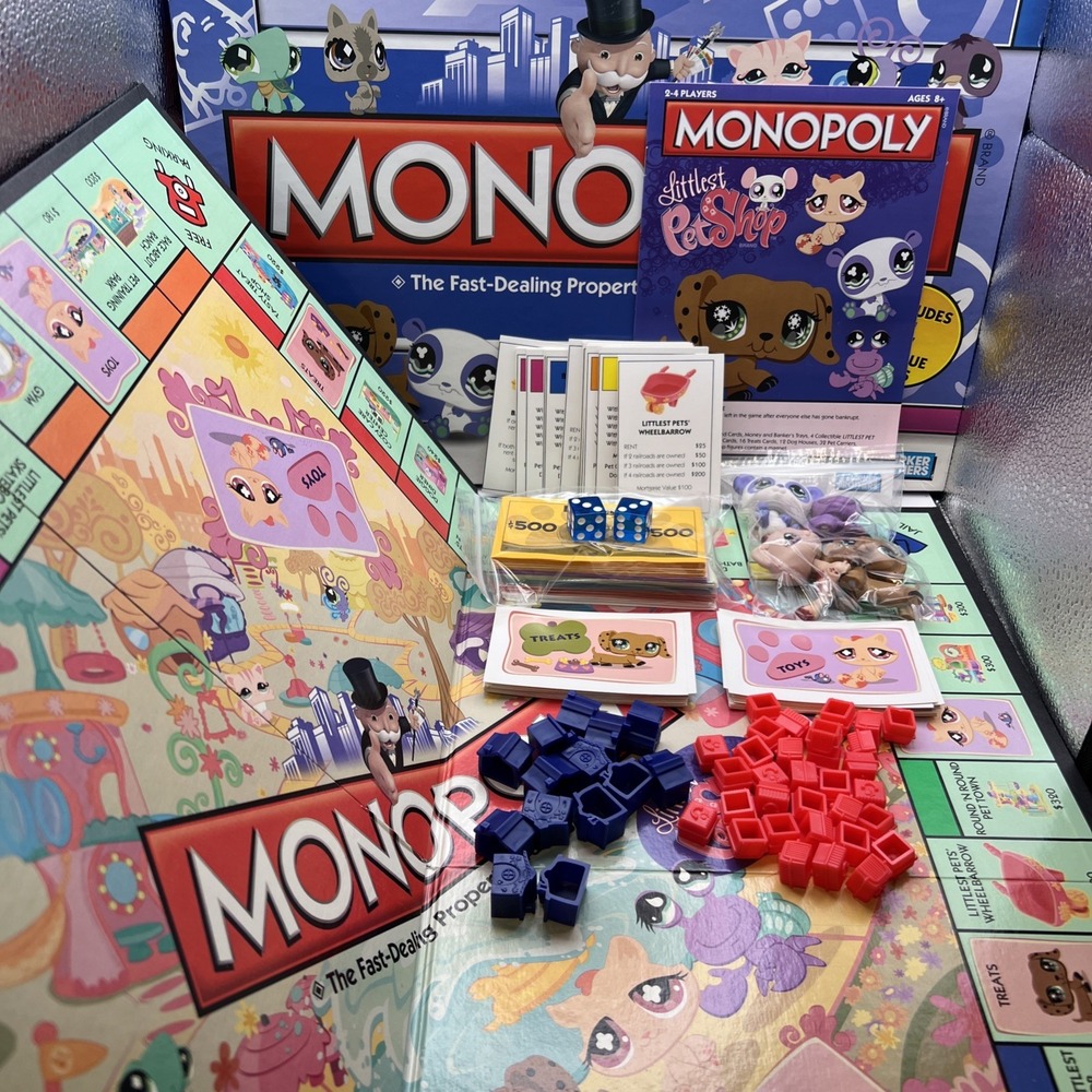 Monopoly Littlest Pet Shop 2008 Hasbro 100% Complete Excellent Original 4 Pets